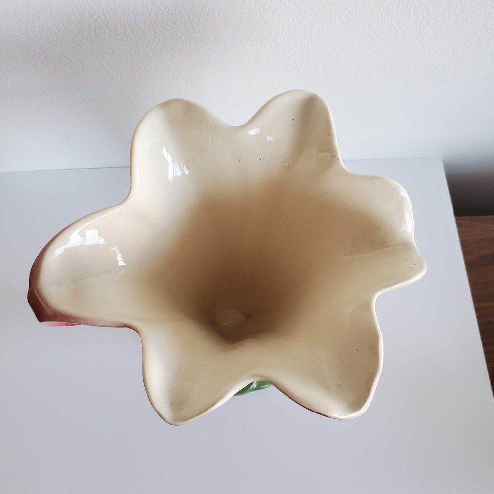 Staffordshire Lily Cornucopia vase planter hand painted porcelain floral - Picture 5 of 7